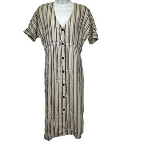 RVCA Smith Striped v neck Midi Dress Size S